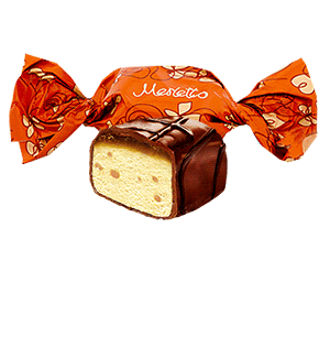 Merletto с нугой,орехами  и карамелью ,глазированные шоколадом 1/5 кг.