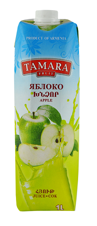 Сок яблочный 1/12шт./1л (Тамара) т/пак