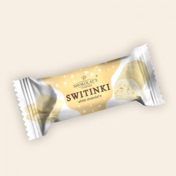 Конфеты мультизлаковые "SWITINKI - white shokolat'e" в белой кондитерской глазури, 3 кг/кор.