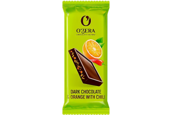 «O'Zera», темный шоколад Dark & Orange with chili с апельсиновыми криспами и перцем чили, 24 г