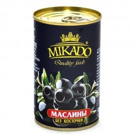 Маслины черные   без кост.  ж/б   1/ 300 мл.24 шт.  (MIKADO)